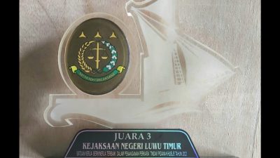 Raih Penghargaan Juara 3 se Sulsel, Kajari Lutim: Saat Ini Tangani 7 Perkara