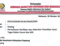 LAK-HAM INDONESIA Minta Klarifikasi atas Keberatan Penerbitan Surat Tugas dokter Umum Non-ASN